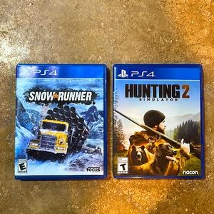 PS4 games which include: Hunting Simulator 2 and Snow Runner